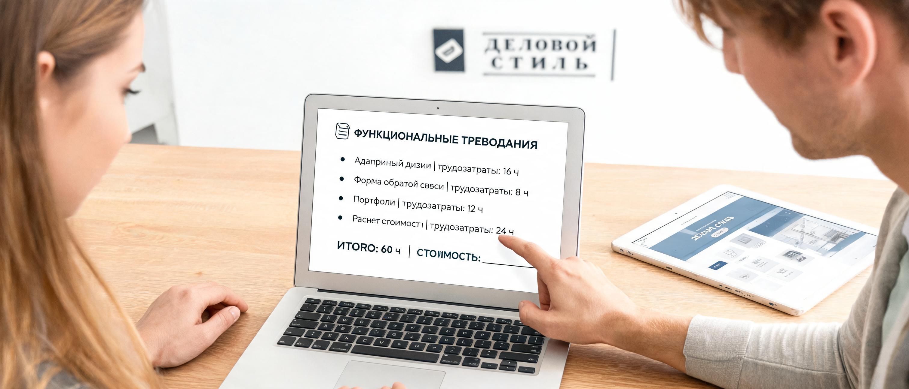Расчет бюджета на разработку сайта — команда веб-студии обсуждает смету и этапы создания веб-проекта